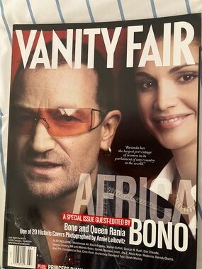 Vanity Fair Cover with Bono and Queen Rania — Black, White, Red, Orange